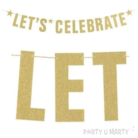 baner lets celebrate partydeco zloty 106 cm
