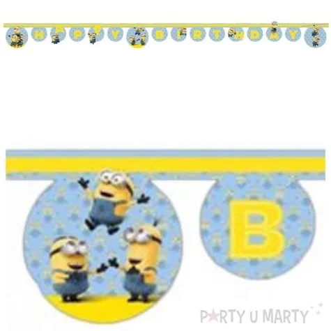 baner lovely minions happy birthday blekitny 200 cm