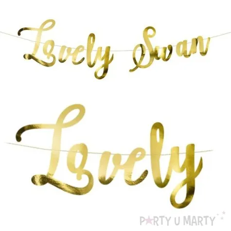 baner lovely swan partydeco zloty 64 cm