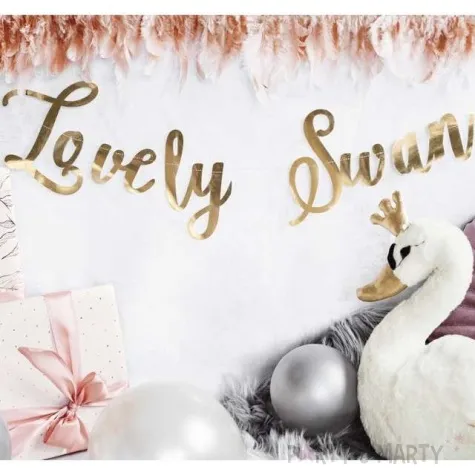 baner lovely swan partydeco zloty 64 cm