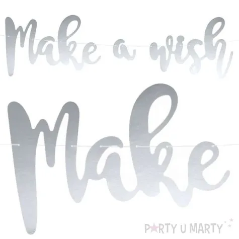 baner make a wish srebrny partydeco 60 cm