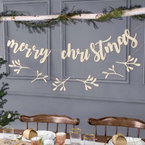baner merry christmas drewniany partydeco 87 cm