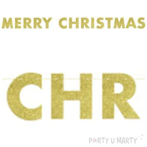 baner merry christmas zloty brokat unique 275 cm