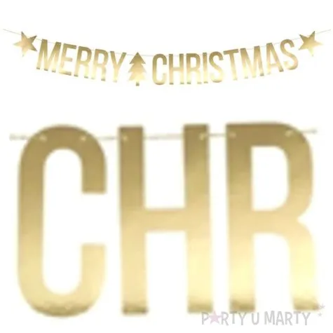baner merry christmas zloty partydeco 150 cm