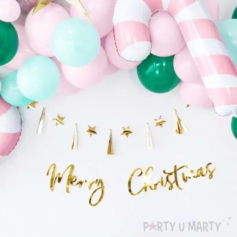 baner merry christmas zloty partydeco 83 cm