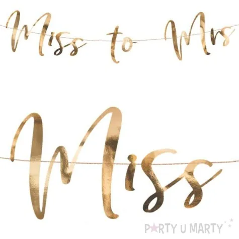 baner miss to mrs partydeco rozowo zloty 76 cm
