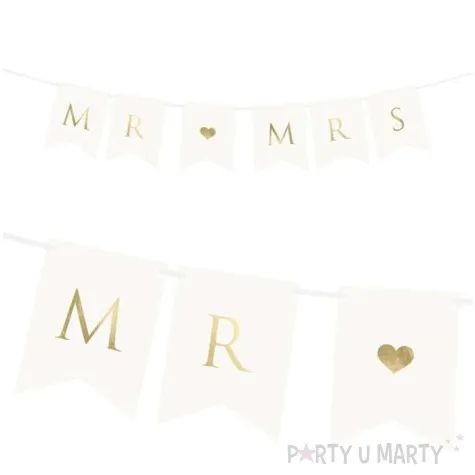 baner mr mrs bialy partydeco 85 cm