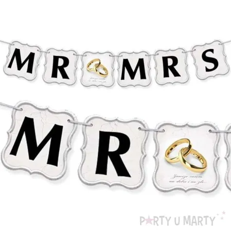 baner mr mrs obraczki 100 cm