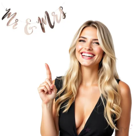 baner mr mrs rozowe zloto godan 150 cm