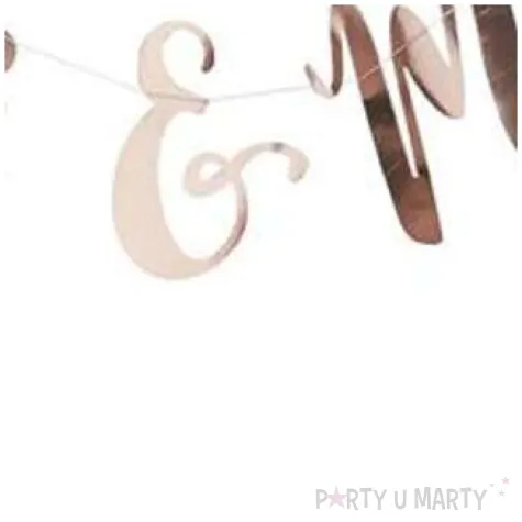 baner mr mrs rozowe zloto godan 150 cm