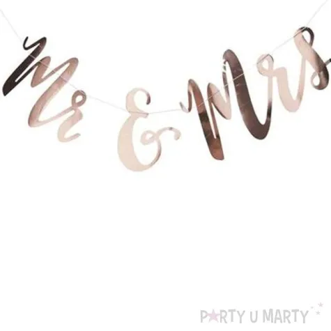 baner mr mrs rozowe zloto godan 150 cm