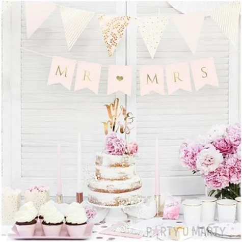 baner mr mrs rozowy partydeco 85 cm
