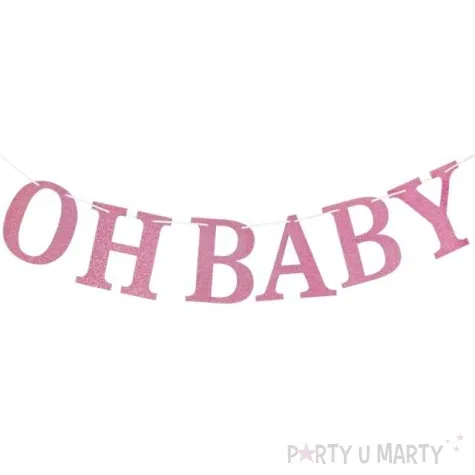 baner oh baby rozowy brokatowy godan 300 cm