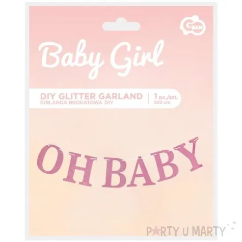 baner oh baby rozowy brokatowy godan 300 cm