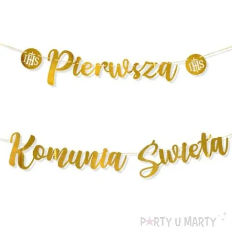 baner pierwsza komunia swieta zloty dekoracjepolska 210 cm