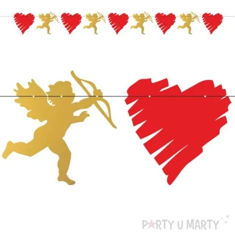 baner serca z amorem czerwono zloty 2 2 m