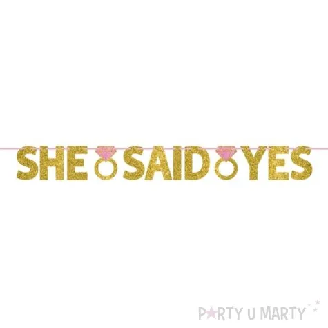 baner she said yes zloty brokat amscan 365 cm