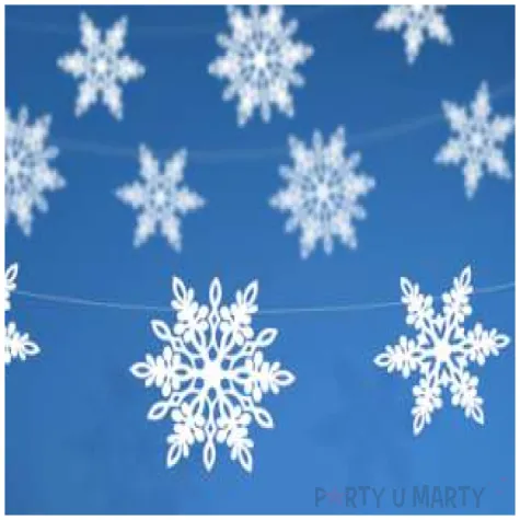 baner sniezynki 138 cm biala