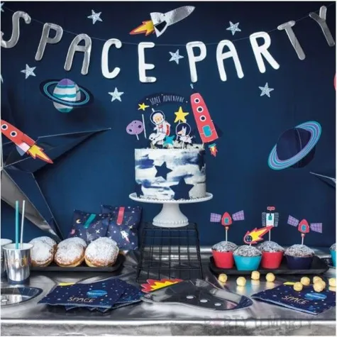 baner space party kosmos srebrny partydeco 96 cm