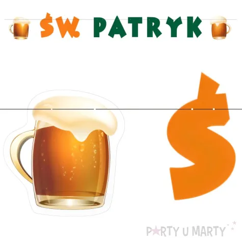 baner sw patryk z kuflem piwa zielono pomaranczowy 2 2 m