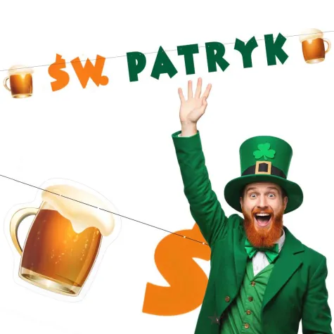 baner sw patryk z kuflem piwa zielono pomaranczowy 2 2 m