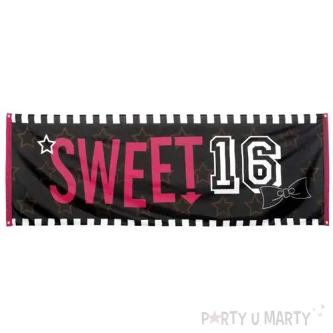 baner sweet 16 urodziny czarny boland