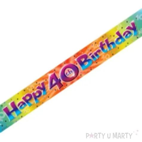 baner tasma 40 urodziny happy 40 birthday teczowy amscan 365 cm