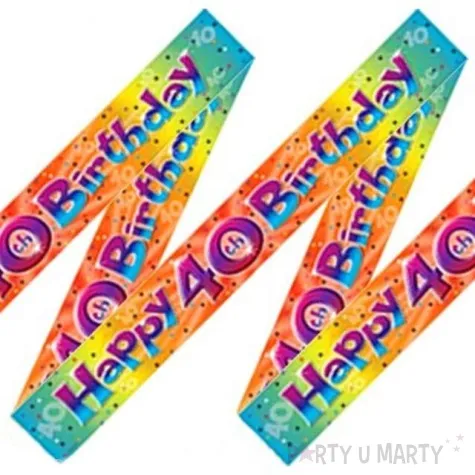 baner tasma 40 urodziny happy 40 birthday teczowy amscan 365 cm