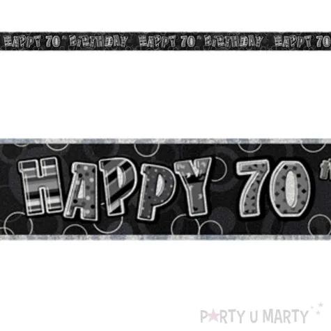 baner tasma 70 urodziny happy 70 birthday czarny unique 365 cm