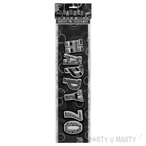 baner tasma 70 urodziny happy 70 birthday czarny unique 365 cm
