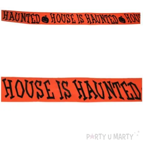 baner tasma house is hunted pomaranczowa funny fashion 610 cm