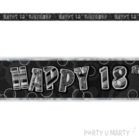 baner tasma urodziny 18 czarny glitz unique 365 cm