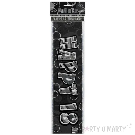 baner tasma urodziny 18 czarny glitz unique 365 cm