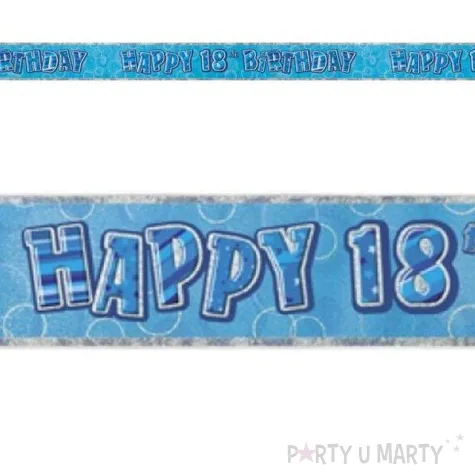 baner tasma urodziny 18 niebieski glitz unique 365 cm