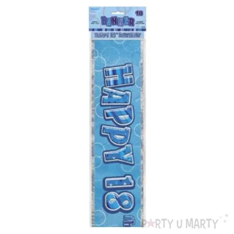 baner tasma urodziny 18 niebieski glitz unique 365 cm