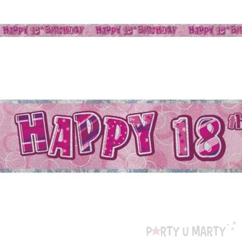 baner tasma urodziny 18 rozowy glitz unique 274 cm