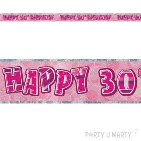 baner tasma urodziny 30 rozowy glitz unique 365 cm