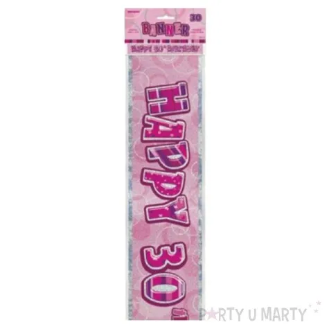 baner tasma urodziny 30 rozowy glitz unique 365 cm