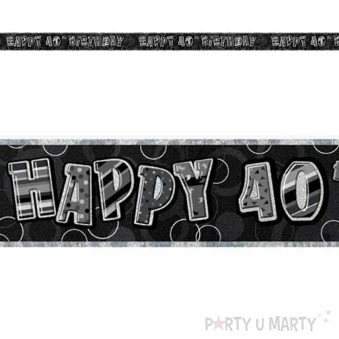 baner tasma urodziny 40 czarny glitz unique 365 cm