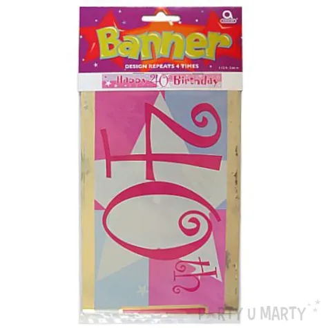 baner tasma urodziny 40 happy birthday rozowy amscan 365 cm