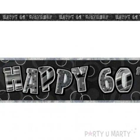 baner tasma urodziny 60 happy 60 birthday czarny unique 365 cm