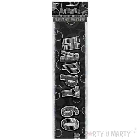 baner tasma urodziny 60 happy 60 birthday czarny unique 365 cm