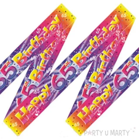 baner tasma urodziny 65 happy 65 birthday teczowy amscan 365 cm