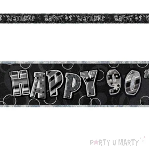baner tasma urodziny 90 czarny glitz unique 365 cm