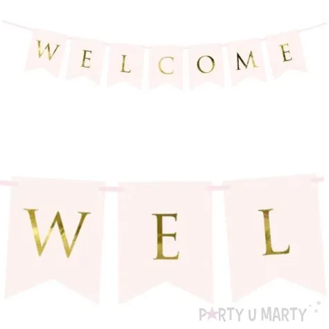 baner welcome partydeco rozowy jasny 95 cm