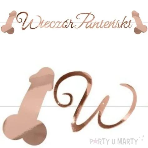 baner wieczor panienski peniski rozowe zloto dekolo 250 cm