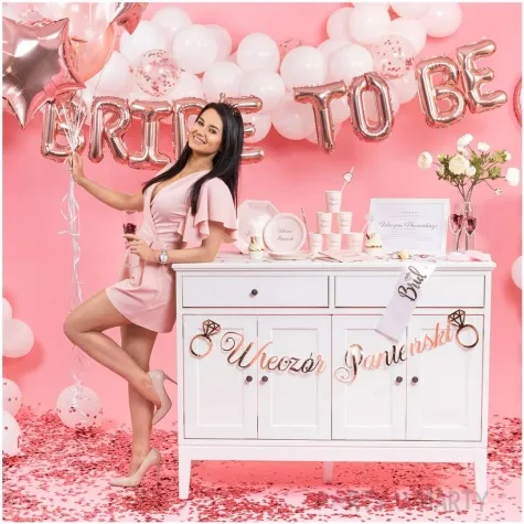 baner wieczor panienski pierscionki rozowo zloty partypal 150 cm