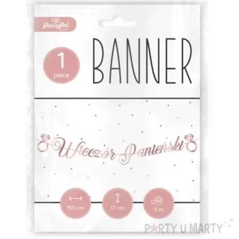 baner wieczor panienski pierscionki rozowo zloty partypal 150 cm