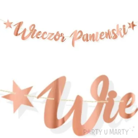 baner wieczor panienski rozowe zloto dekoracjepolska 130 cm