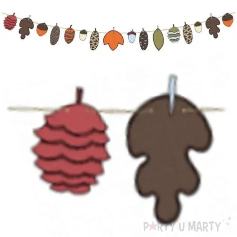 baner woodland szyszki i liscie partydeco 260 cm